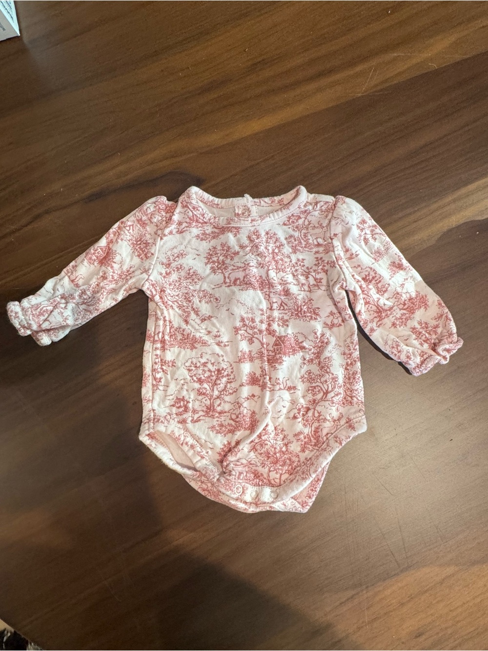 Janie and Jack Pink Toile Kimono-Style Baby Bodysuit